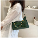 Fashion Stone Texture Shoulder Bag With Chain Women's Underarm Bag