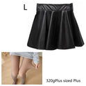 High waist Faux Leather Skirt sun skirt pleated skirt