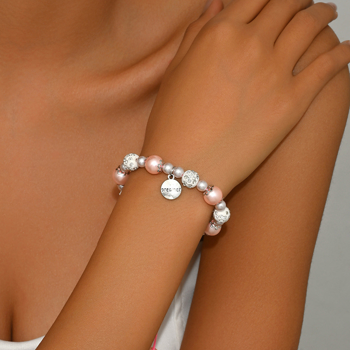 Pearl Bracelet English Letter Special-interest Design