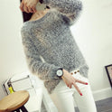Women's Clothing Super Soft Candy Color No Pilling Mohair Crew Neck Pullover Sweater