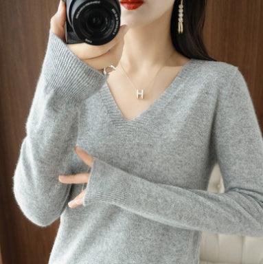 Women's Sweater Knit Bottoming Shirt Autumn And Winter Short Long Sleeves Slim Slimming