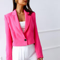 Solid Color Long Sleeve Button Lapel Thin Blazer