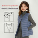 Women's Liner Waistcoat Lightweight Vest Down Jacket Round Neck Thin Lightweight