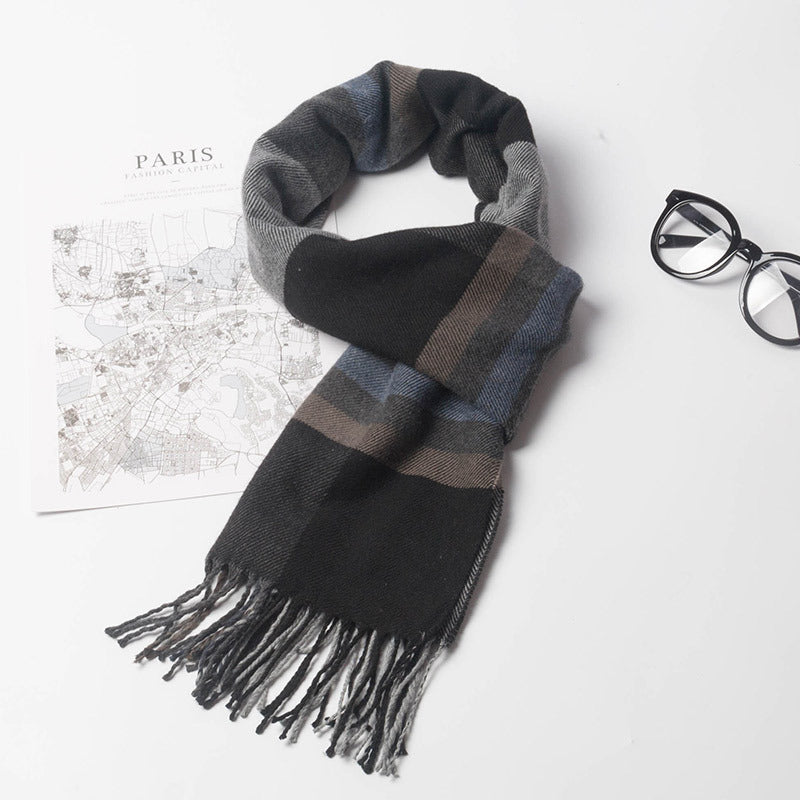 Stylish And Versatile Men's Plaid Warm Scarf