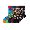 Men's Mid-calf Colorful Cubic Guitar Cat Face Cotton Socks