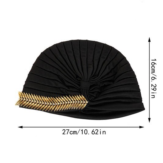 New Rhinestone Turban Cap For Women Pleated Elastic Head Wrap Stylish Ramadan Head Scarf Bonnet Chemo Cap Wedding African Hat