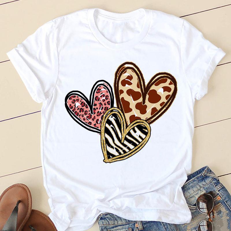 Personalized Printing Ladies White Round Neck T-shirt Top