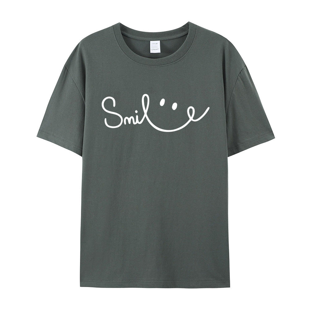 Women's Smiling Printed Cotton Short Sleeve