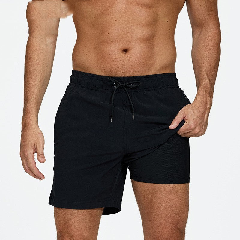 Men's Beach Pants Quick-drying Double-layer Swimming Trunks