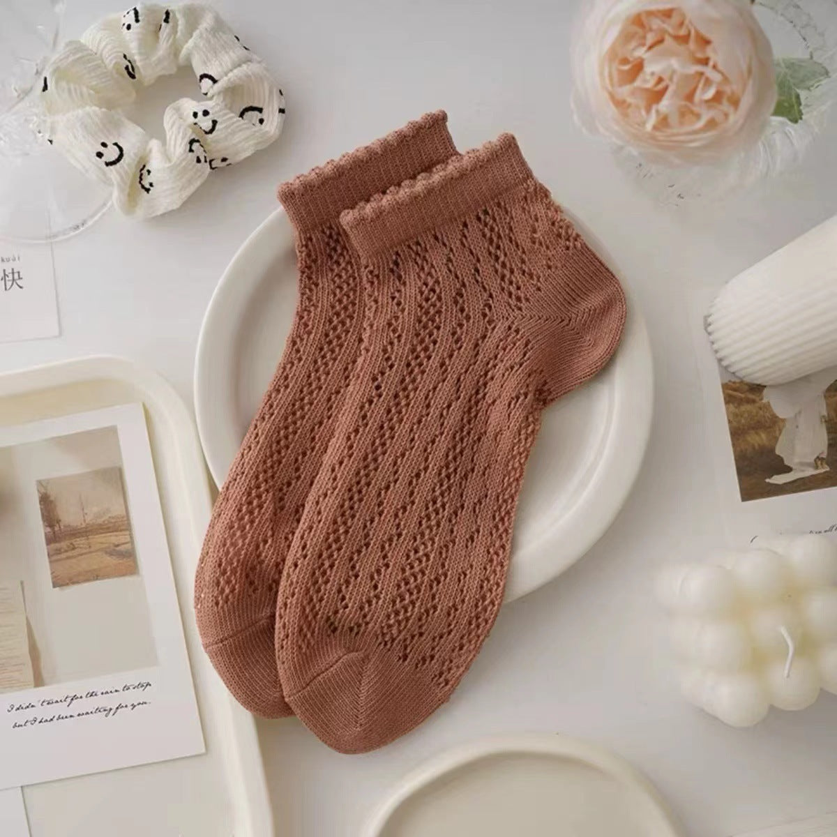 Women's Hollow Mesh Deodorant Antibacterial Breathable Socks