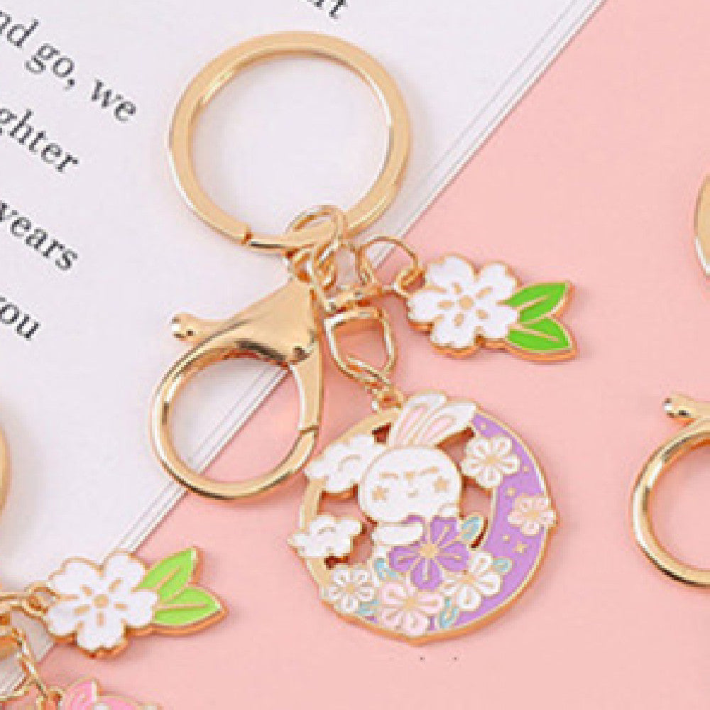 Rabbit Year Lucky Cartoon Trend Alloy Oil Dropping Keychain Cute