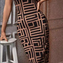 Allover Geo Print Tank Bodycon Dress