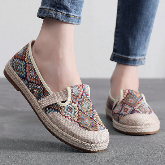 Women's Spring And Summer Breathable Ethnic Style Embroidered Shoes Soft Bottom