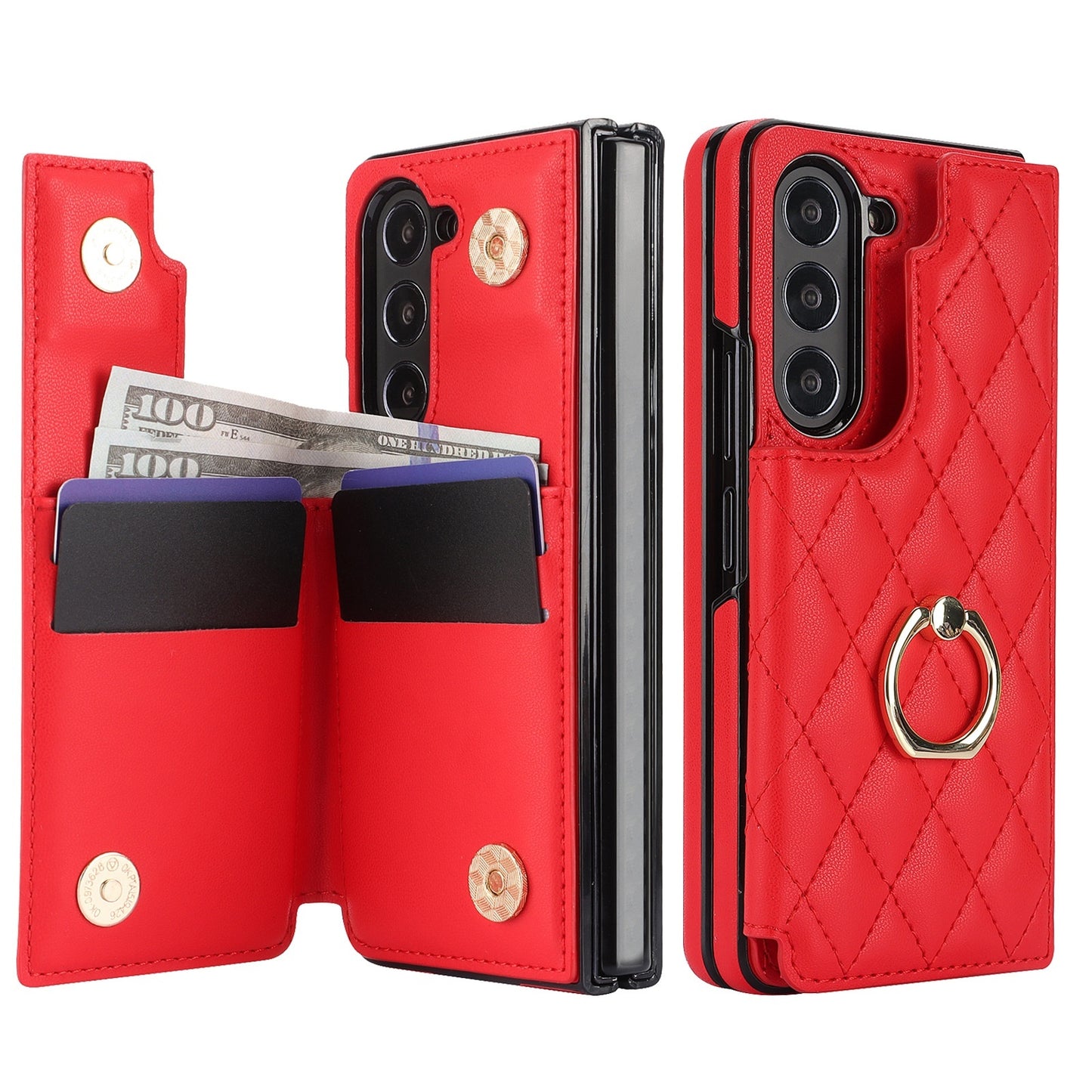 Applicable To ZFOLD56 Classic Style Ring Double Buckle ZFOLD34 Leather Case Folding Shell