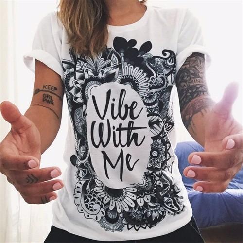 Vibe With Me Printed Boho Short Sleeve T-Shirt