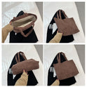 Solid Color Retro Corduroy Fashion Design Shoulder Bag