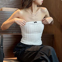 Little Woman Bow Stitching Pure Color Tube-top Top