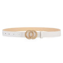 Women's Smooth Double-ring Hollow Round Buckle Belt