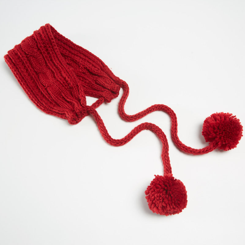 Lace-up Knitted Earmuffs Scarf Ear Protectors