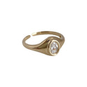 Heavy Industry Thickening Bolding 18K Gold Oval Zircon Ring