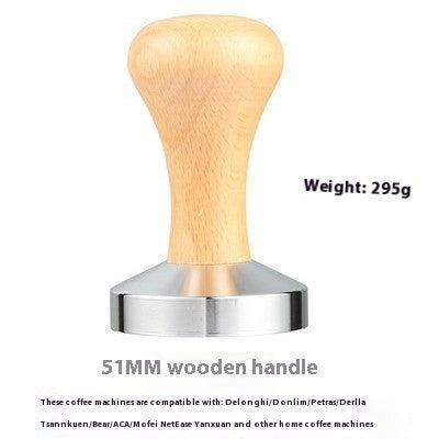 Wooden Handle Coffee Tamper Electroplated Alloy Tamper Coffee Distributor Powder Filler Supporting Equipment