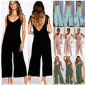 Back solid jumpsuit ladies summer wide leg dress