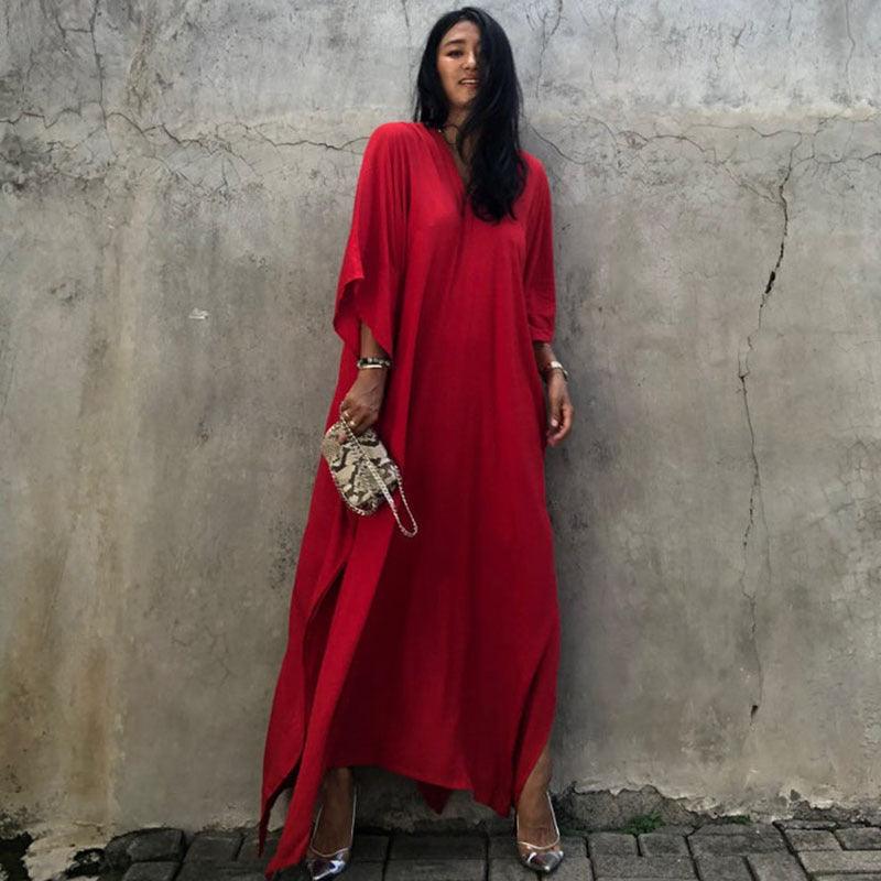 Solid Color Seaside Vacation Dress Loose Overclothes Robe For Women