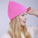 Solid Color Straight Stripe Curling Double Layer Warmth Ladies Woolen Hat