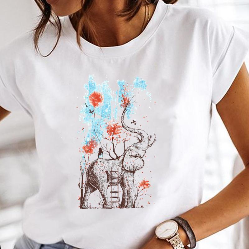 Watercolor Printing Women's Top T-shirt With Short Sleeves