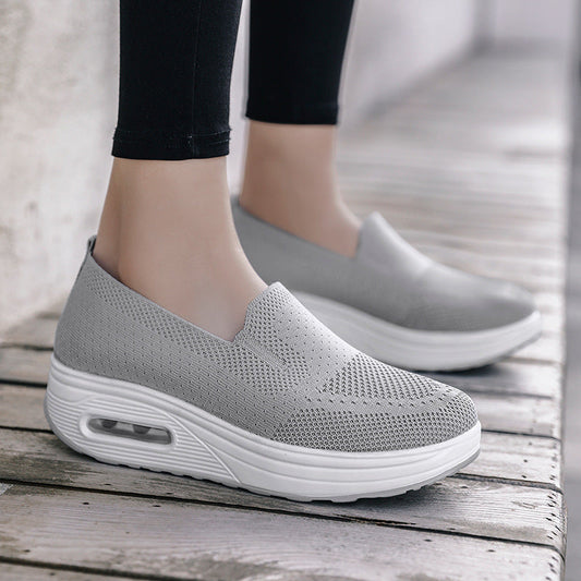 Mesh Air Cushion Walking Shoes For Women With Thick Soles