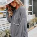 Drop Shoulder Sleeve Loose Casual Top For Women