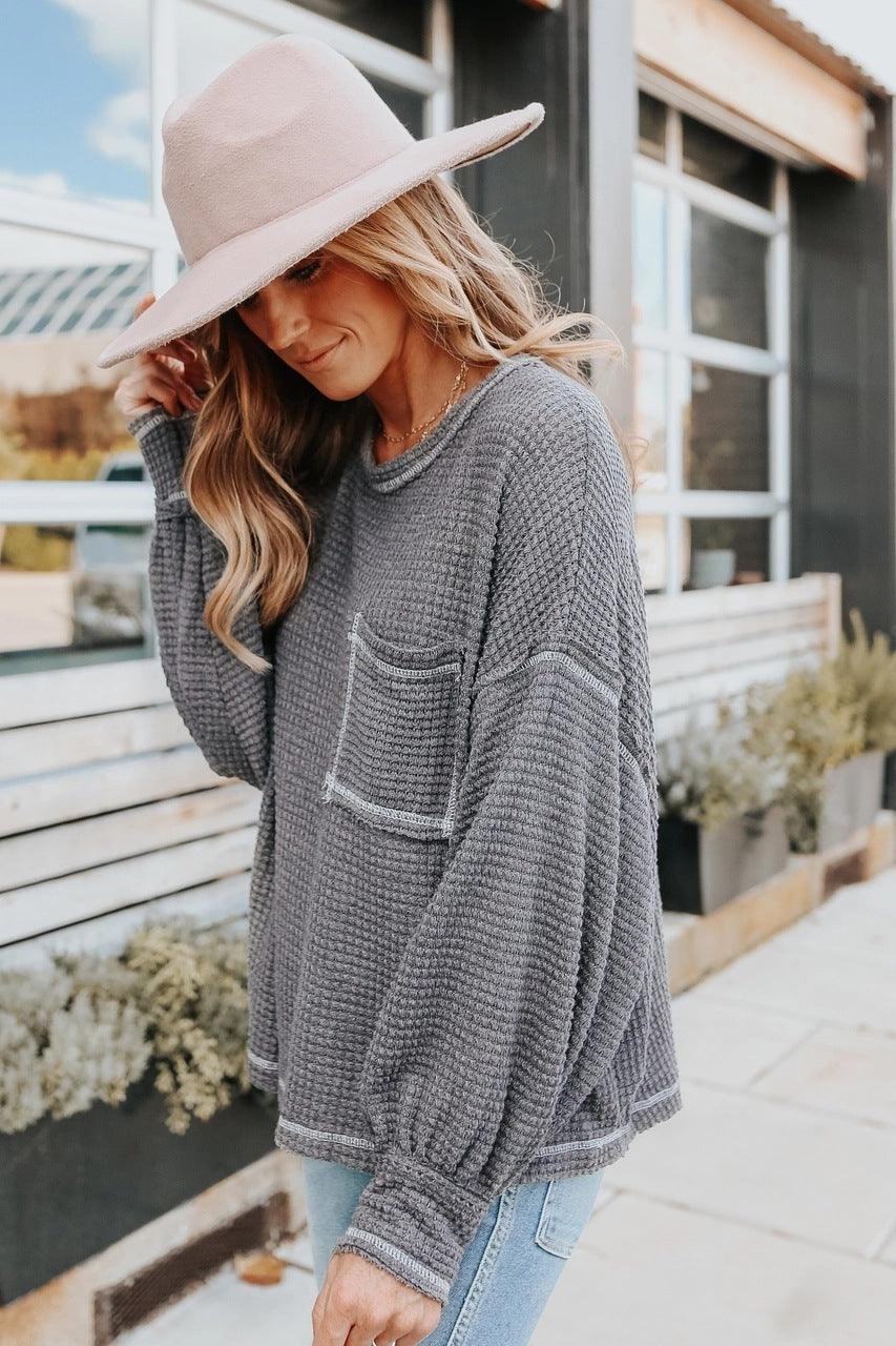 Drop Shoulder Sleeve Loose Casual Top For Women