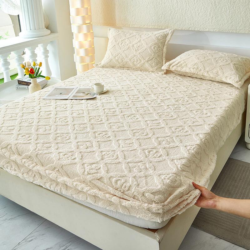 Taffeta One-piece Milk Coral Velvet Bedspread Winter Fleece-lined