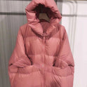 Women's Mid-length Hooded Loose Thick White Duck Down Winter Coat