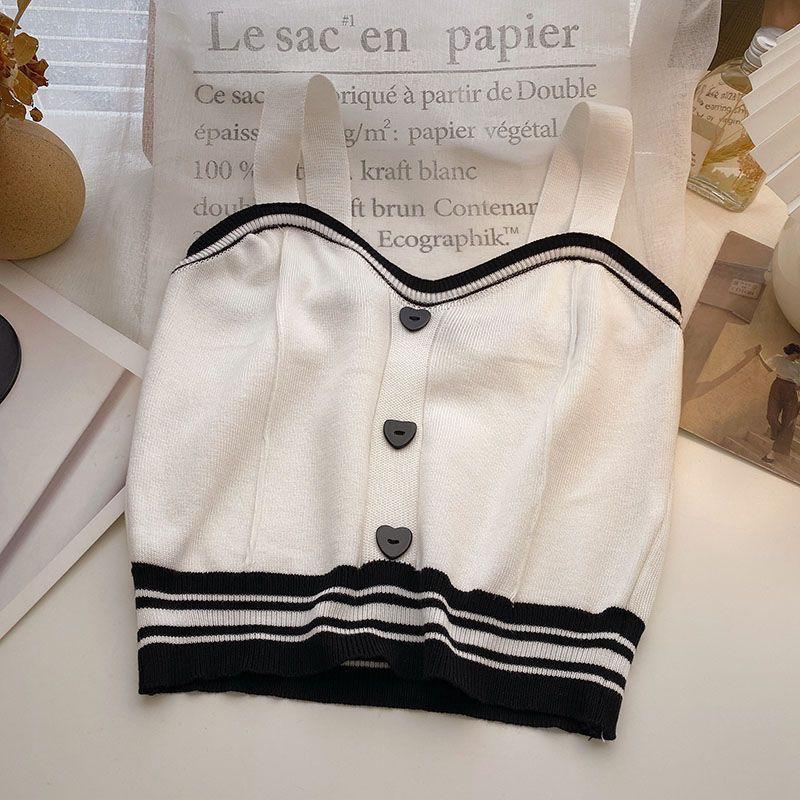 Sweet Wind Love Button Short Cropped Knitted Vest Women