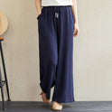 Hemp Rope Elastic Waist Wide leg Trousers
