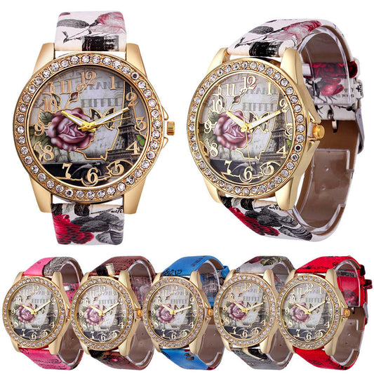 Bracelet Watch Korean Retro Rose Pattern Ladies Watch