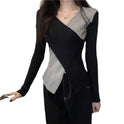 Women's Contrast Color Cross Design Sense Niche Slim Fit Inner Bottoming Sweater