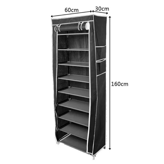 9 Tier Cabinet Storage Shoe Rack Stand Holds 27 Pairs Shoe Organizer Dustproof