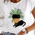 Crew Neck Casual Printed T-shirt For Women