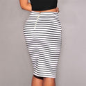 High waist striped lace tight hip skirt