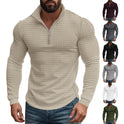 American Retro Autumn And Winter Long Sleeve Men's Half Zipper Small Plaid Casual Stand Collar Long Sleeve Sweater