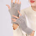 Autumn And Winter New Female Students Fashion All-match Knitted Warm Half-fingerless Gloves