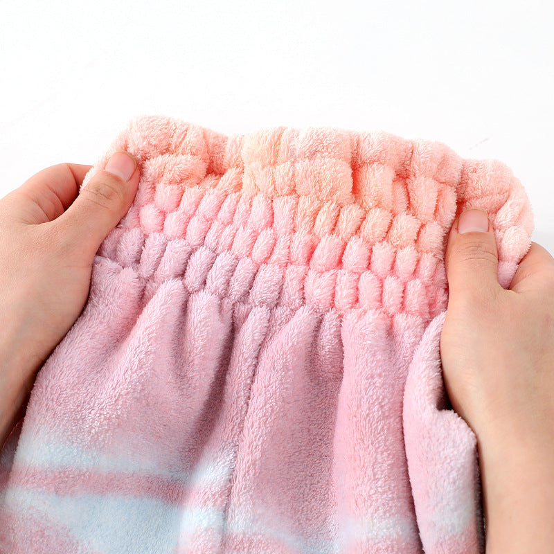 Women's Absorbent Thickened Cute Coral Fleece Soft Hair-drying Cap