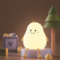 LED Pear Fruit Night Light USB Rechargeable Dimming Touch Silicone Table Lamp Bedroom Bedside Decoration Couple Gift Boby Light