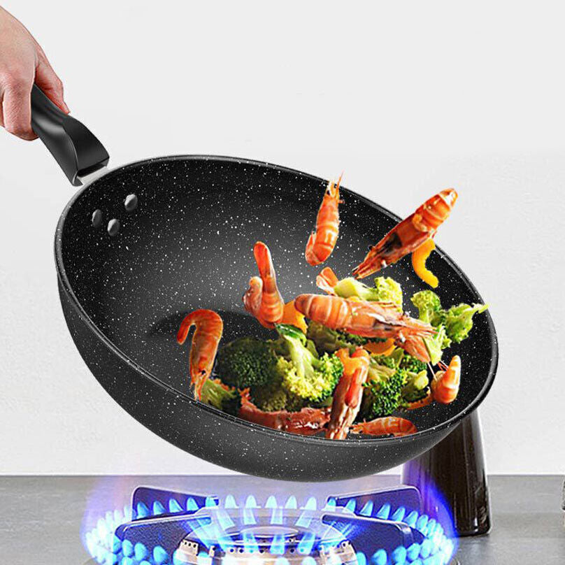 30CM Non-Stick Frying Pan Skillet Saute Pan Tempered Glass Lid Granite Coating