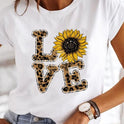 Crew Neck Casual Printed T-shirt For Women