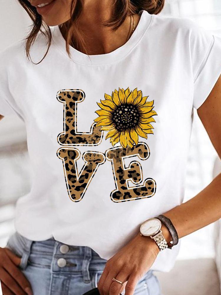 Crew Neck Casual Printed T-shirt For Women