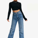 Crop Top Solid Tie Backless Curved Hem