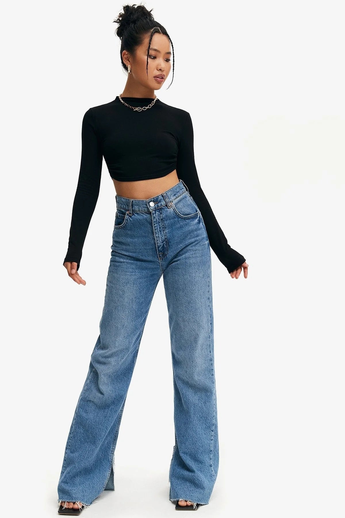 Crop Top Solid Tie Backless Curved Hem